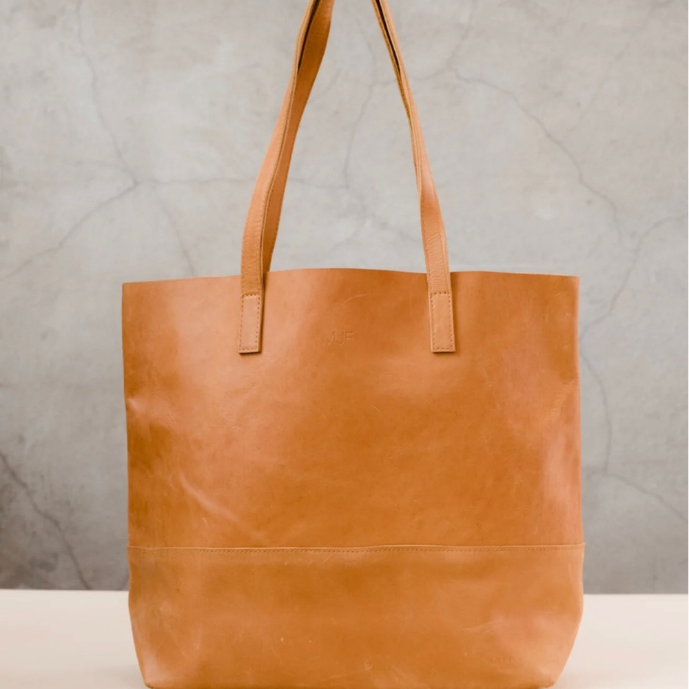 Able Mamuye Leather Tote Bag-Cognac